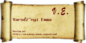 Varsányi Emma névjegykártya